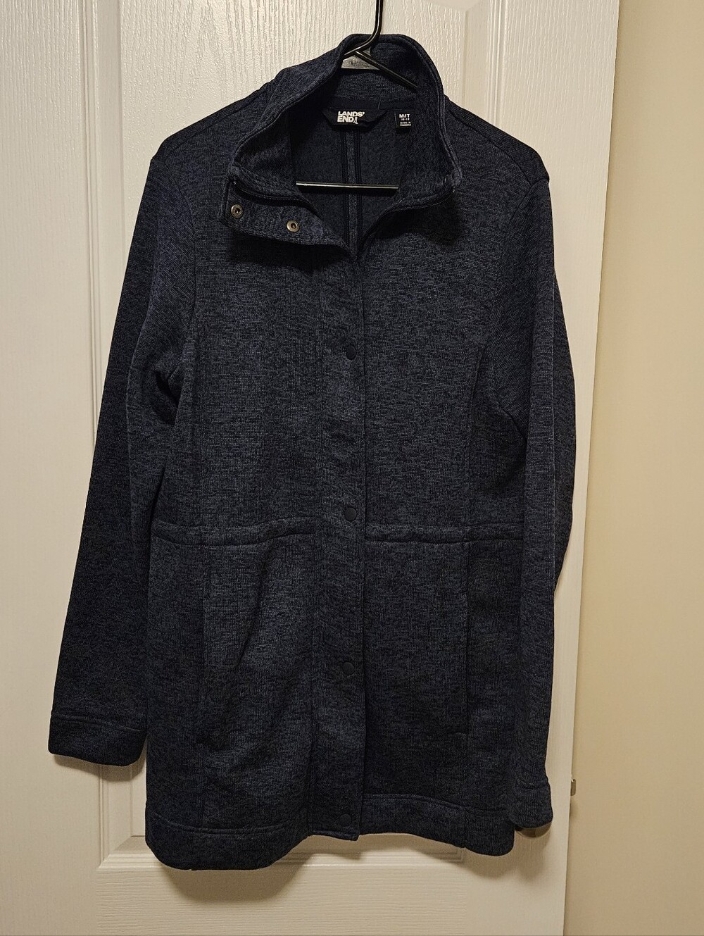 Lands' End Women's Dark Navy Knit-Style Coat